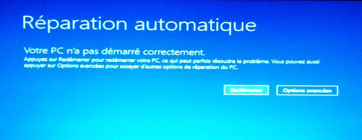 votre PC n'a pas démarré correctement