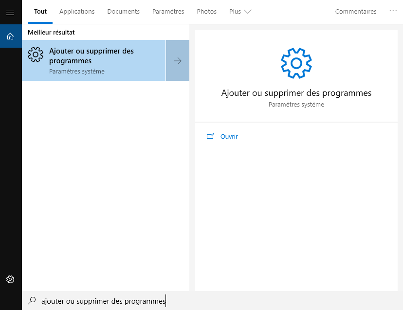 ajouter ou supprimer des programmes sous Windows 