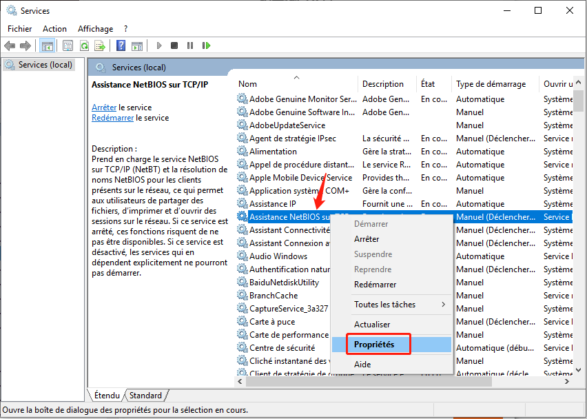 assistance NetBIOS sur TCP/IP