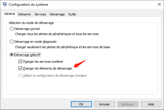 changer les éléments de démarrage sous Windows