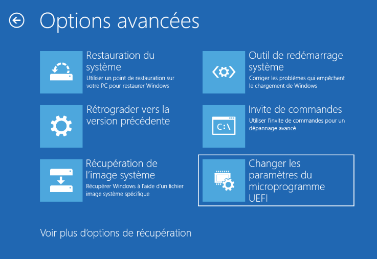 changer les paramètres du microprogramme UEFI