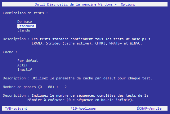 diagnostic de la mémoire Windows