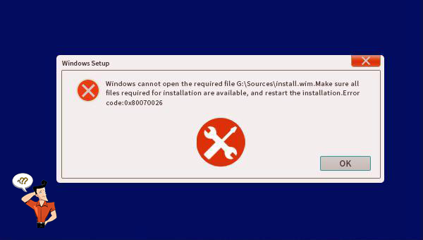 Windows ne peut pas ouvrir le fichier requis installer.wim