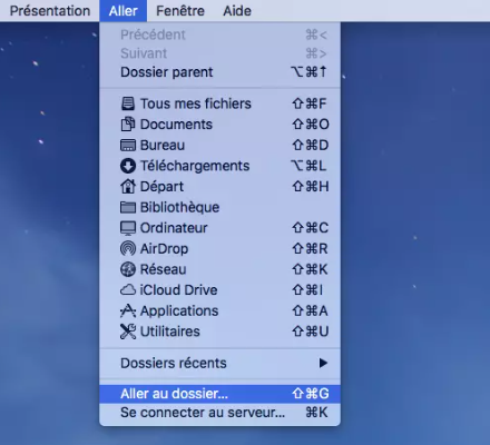 aller au dossier sur Mac