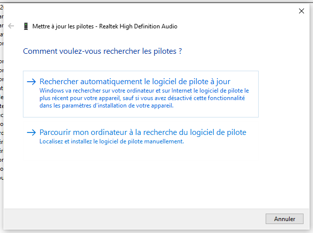 Rechercher automatiquement les pilotes