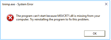 msvcr71 dll est manquant