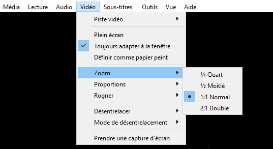 modifier les paramètres de zoom de la vidéo sur VLC