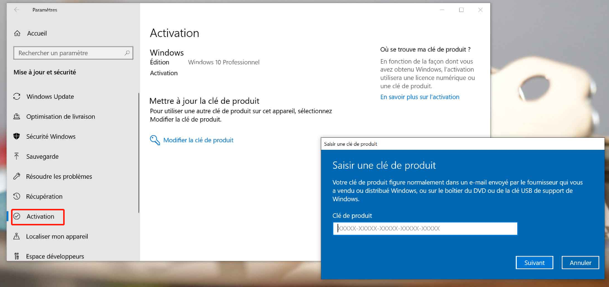 activer Windows 10