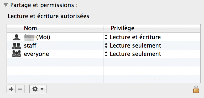 modifier les autorisation de lecture sur Mac