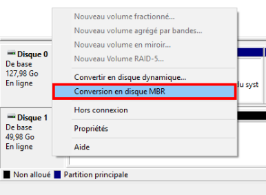 conversion en disque MBR