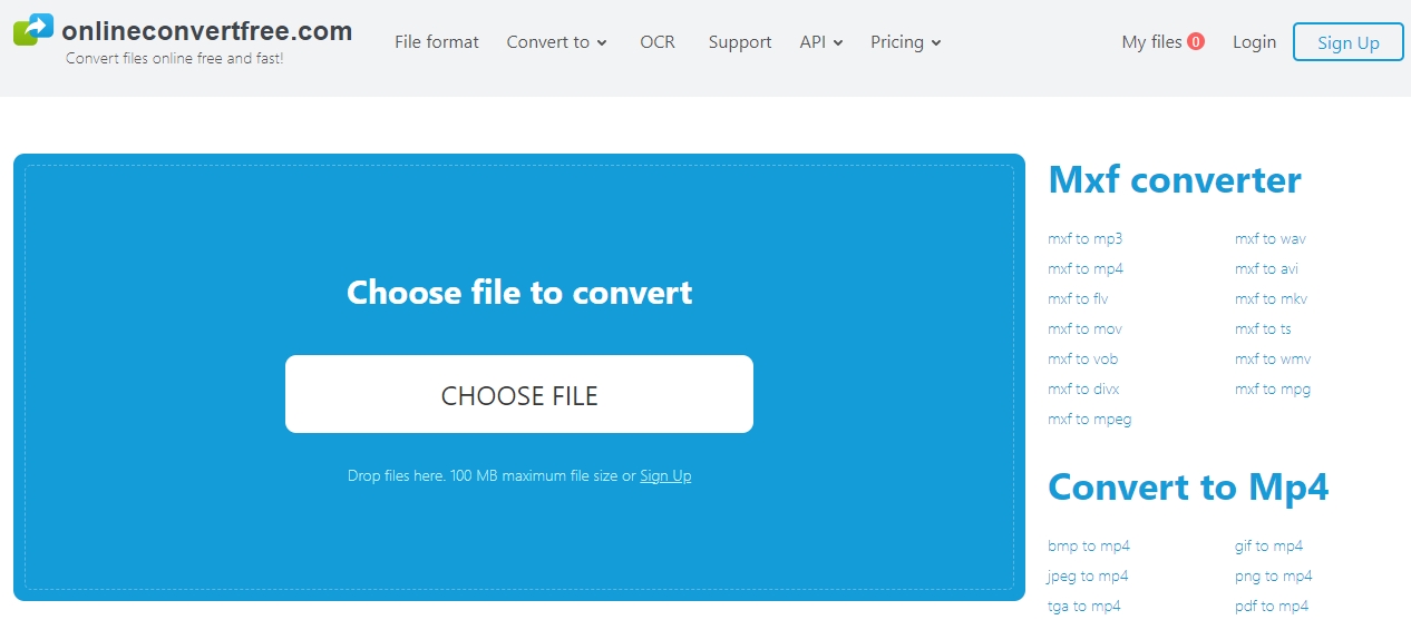 convertir mxf en mp4 sur onlineconvertfree