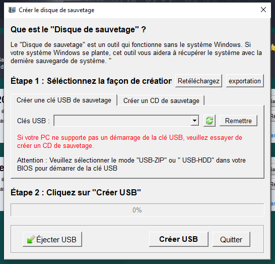 sélectionner la clé USB