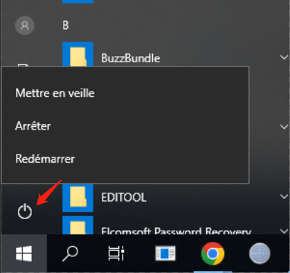 arrêter ou redémarrer le PC