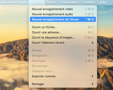 enregistrement de l'écran sous Mac