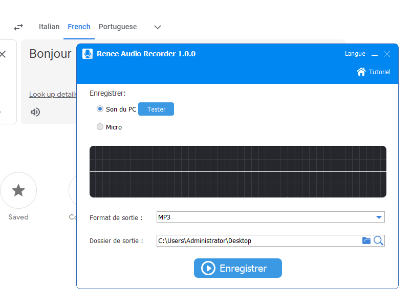 enregistrer l'audio de Google Translate