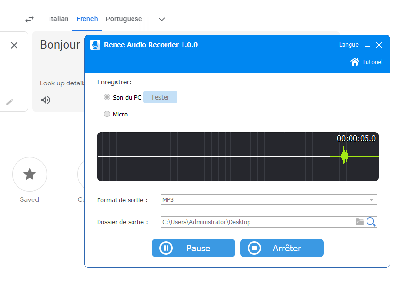 enregistrer l'audio de Google Translate