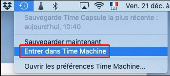 entrer dans Times Machine