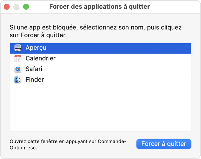 forcer des applications à quitter