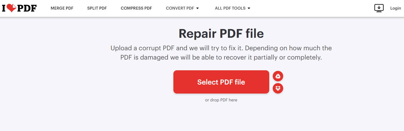 iLovePDF-Réparer le fichier PDF