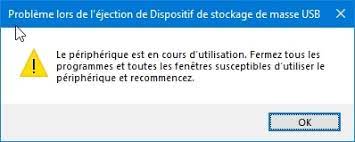le périphérique est en cours d'utilisation