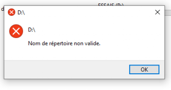 nom de répertoire non valide