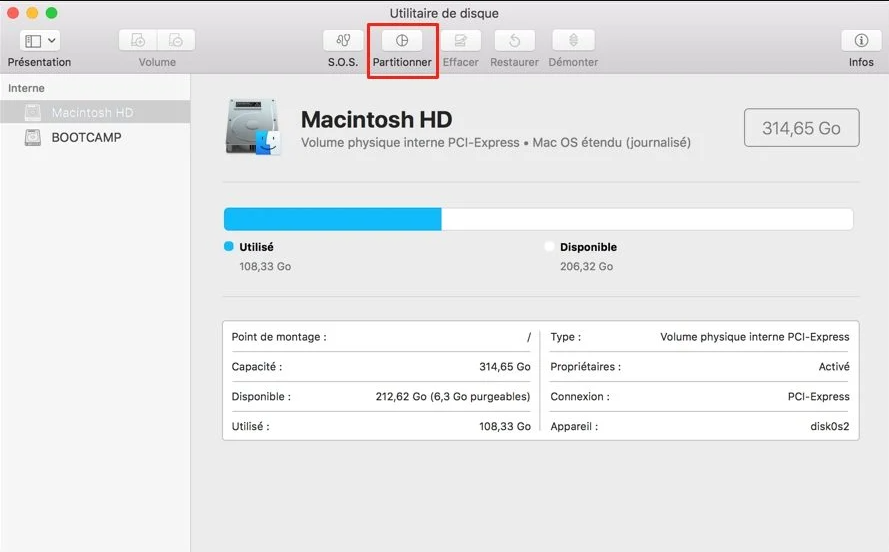 partitionner un disque sous Mac