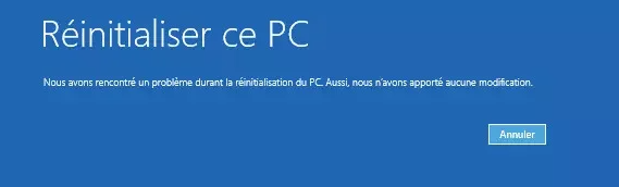 problème de réinitialiser le PC