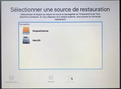 sélectionner le disque de source