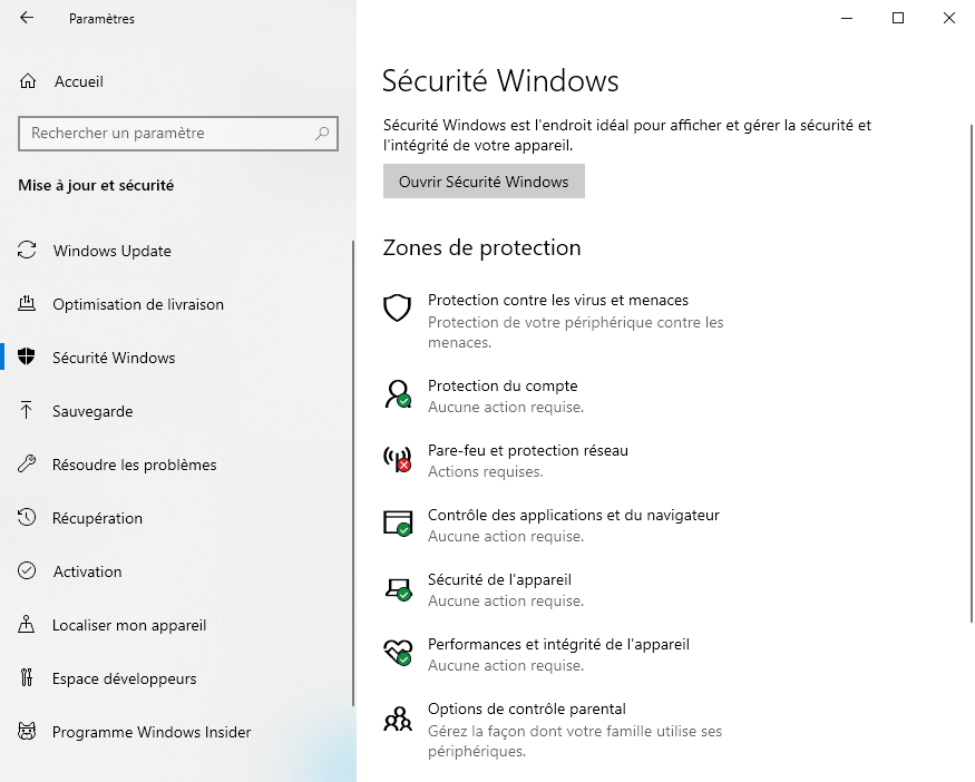 sécurité Windows