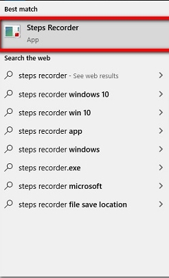 rechercher Steps Recorder