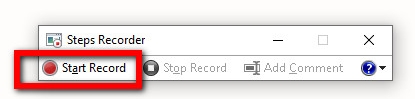 lancer l'enregistrement avec Steps Recorder