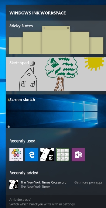 exploser l’espace de travail Windows Ink