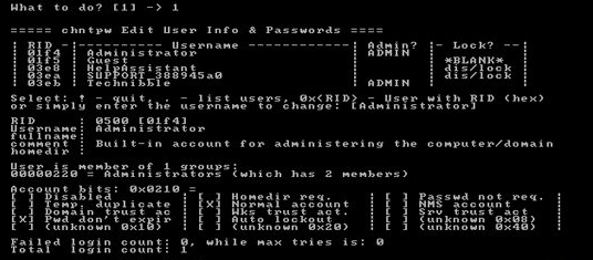 Offline NT Password & Registry Editor