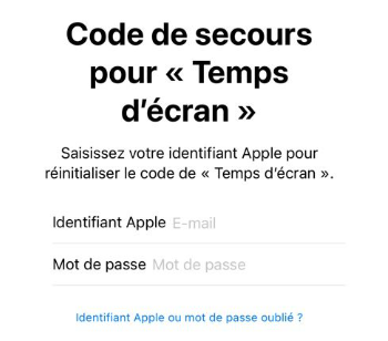 code de temps d'écran oublié sur iPhone