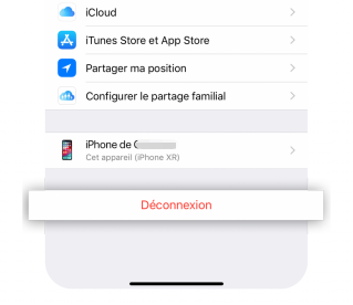 déconnexion d'iCloud sur iPhone