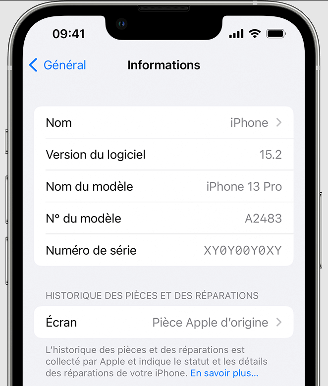 informations d'iPhone