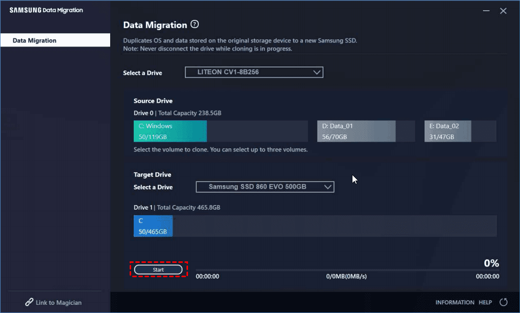transférer les données avec Samsung Data Migration