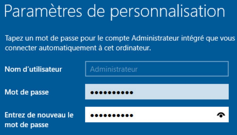 définir les paramètres de personnalisation sur Windows Server 2016