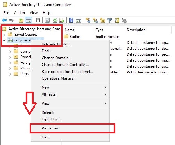 propriétes du compte d'Active directory