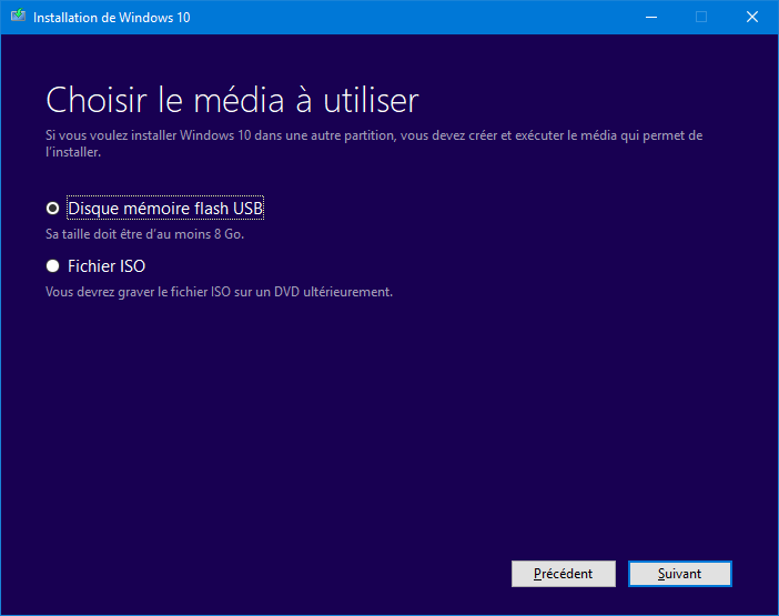 sélectionner le type de média