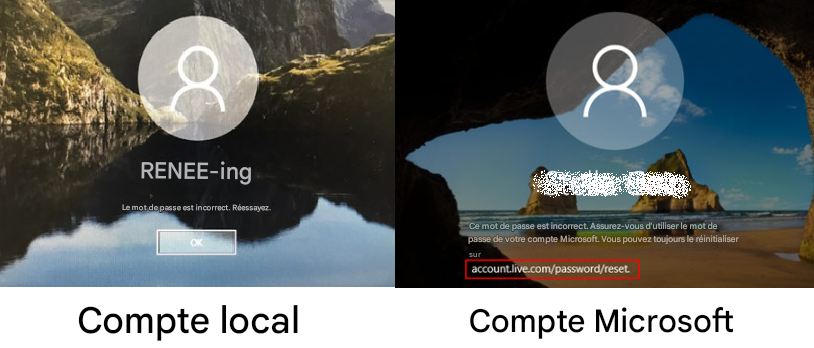 Compte local et compte Microsoft