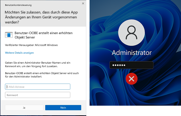 Blocage UAC ou erreur de mot de passe administrateur sur Windows 11