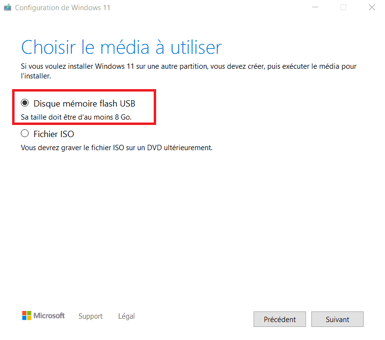 créer support d’installation windows 11 usb
