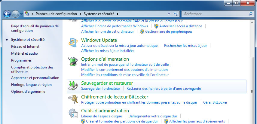 Sauvegarder votre ordinateur