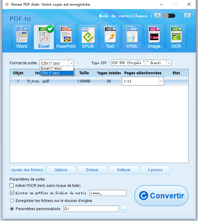 convertir pdf en excel ou csv