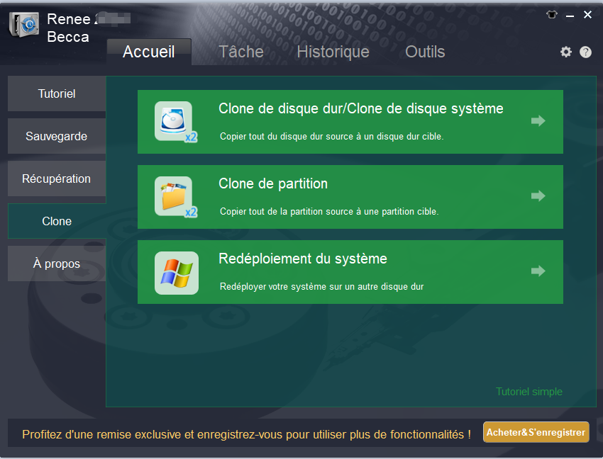 utiliser la fonction clone dans Renee Becca