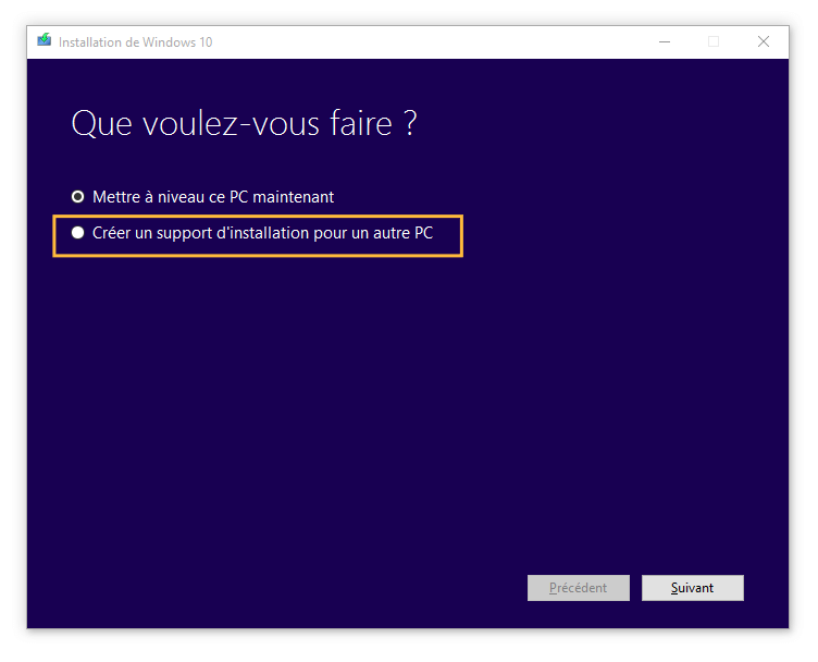 Créer un média d’installation pour un autre PC