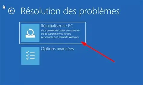 sélectionnez dépannage puis réinitialiser ce pc