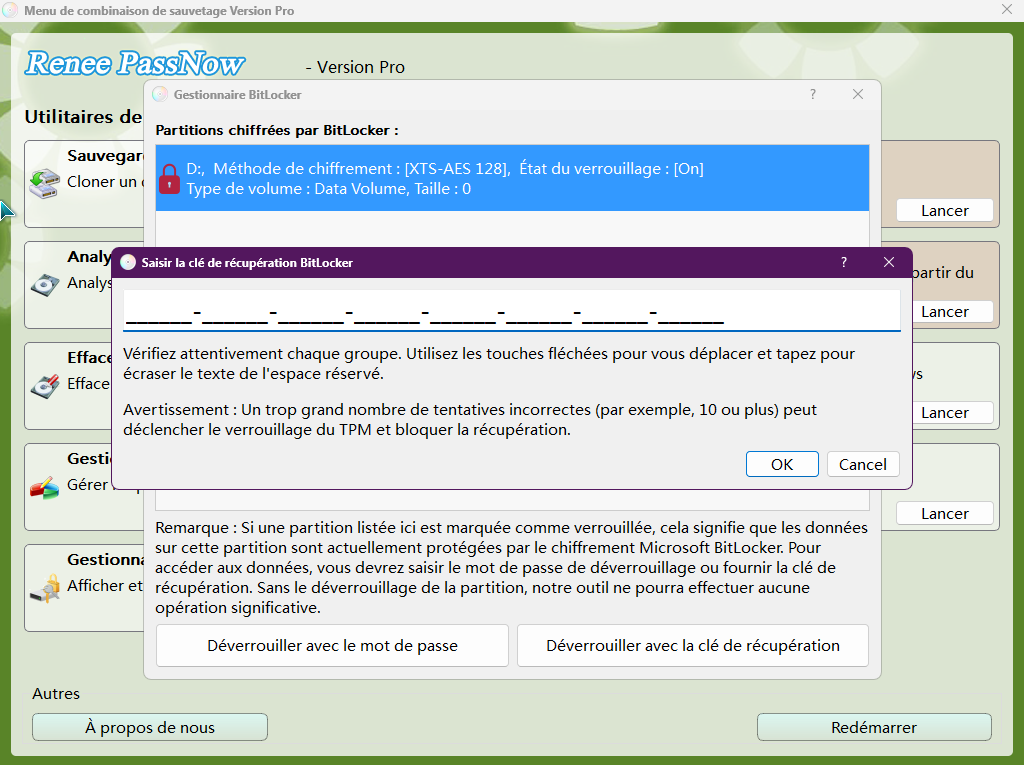 Déverrouiller le système en utilisant le gestionnaire BitLocker fourni par PassNow