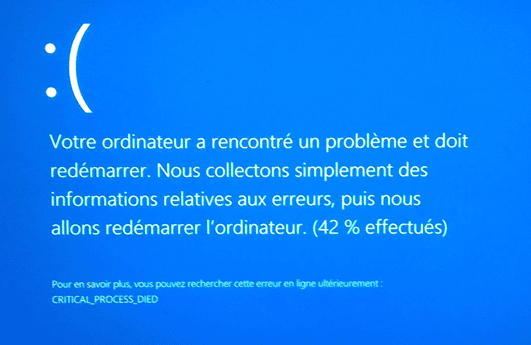 Écran bleu CRITICAL_PROCESS_DIED ntoskrnl.exe Windows 10